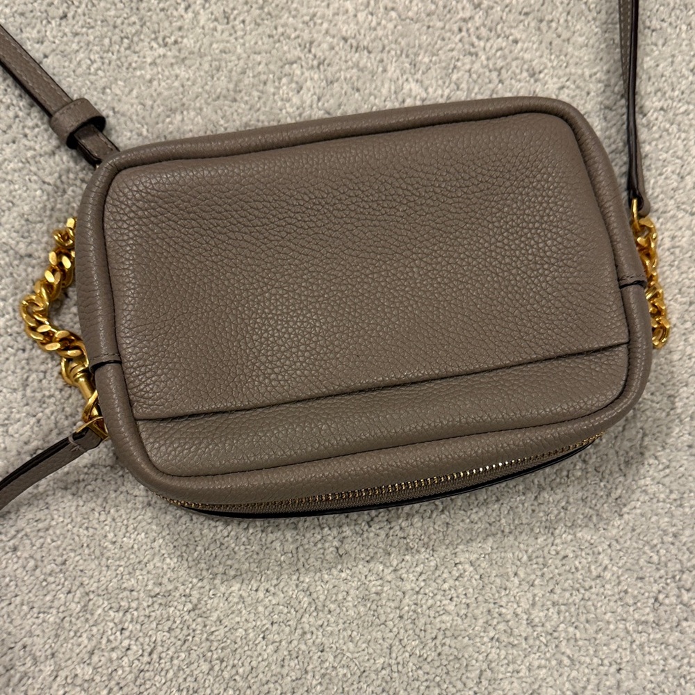 Tory Burch Taupe Pebbled Leather Crossbody with Gold Chain - Picture 6 of 12